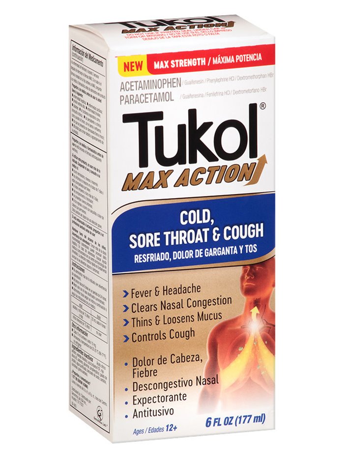 19562 - Tukol Max Action Cold, Sore Throat & Cough - 6 fl. oz. (Case of 12) - Box:  - Loc: L4