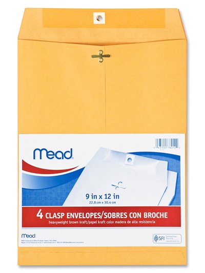 9465 - Clasp Envelope 9" x 12" - 12 Pack - Box:  - Loc: J6