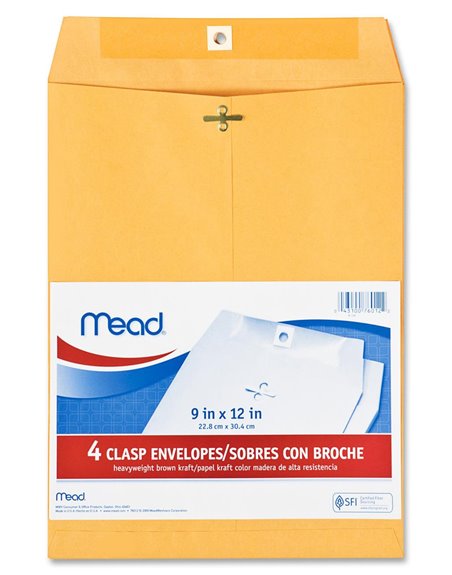 9465 - Clasp Envelope 9" x 12" - 12 Pack - Box:  - Loc: J6