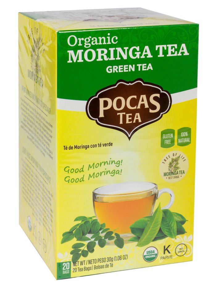 19697 - Pocas Organic Moringa Tea, Green Tea - 20ct. (Case Of 6) - Box:  - Loc: M1