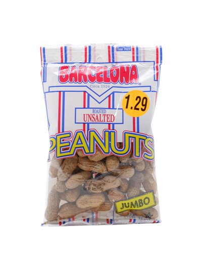 19754 - Barcelona Unsalted In Shell Peanuts (PP $1.29) - 4 oz. (Case of 24) - Box:  - Loc: C.J.1