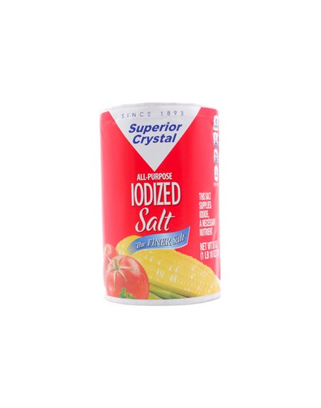 19900 - Superior Crystal Iodized Salt - 26 oz. (Pack of 24) - Box:  - Loc: H2