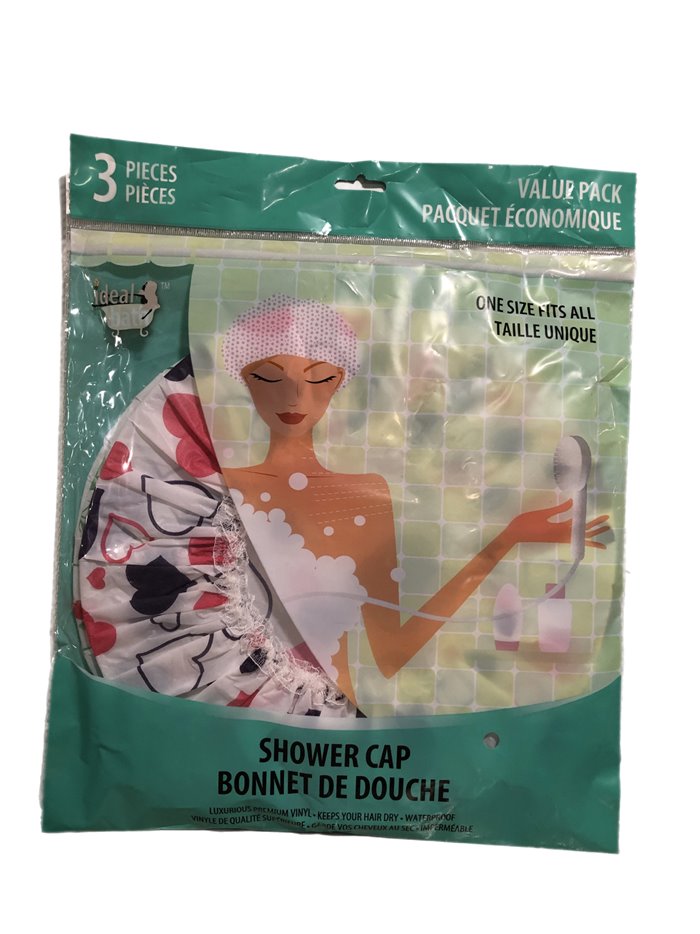 20013 - Shower Cap One Size 3 Pieces Pack - Box:  - Loc: N6