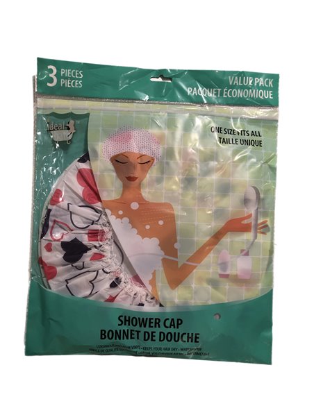 20013 - Shower Cap One Size 3 Pieces Pack - Box:  - Loc: N6