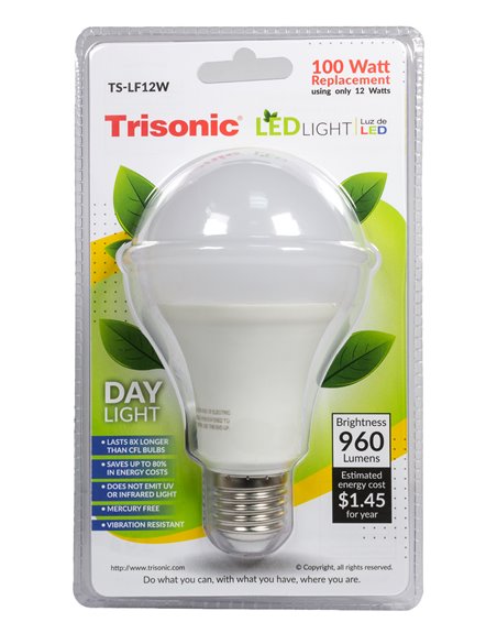 20177 - Trisonic Led Light 100W, 960 Lumens - ( TS-LF12W ). (Case of 24) - Box:  - Loc: B0
