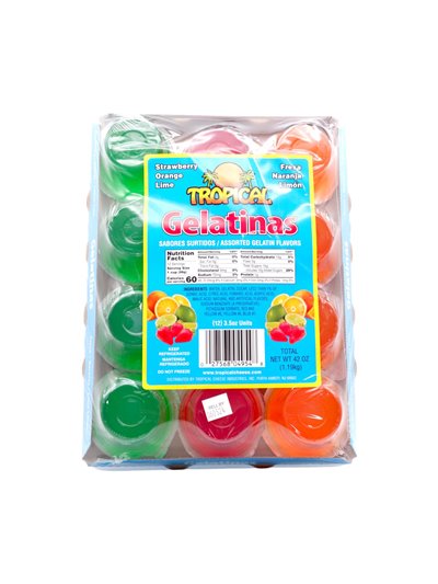 20246 - Tropical Gelatinas Assorted - 3.5 oz. (12 Pack) - Box:  - Loc: NV-11