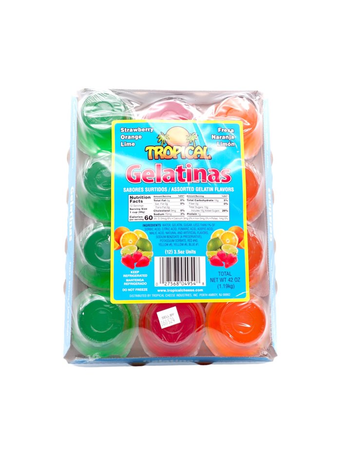 20246 - Tropical Gelatinas Assorted - 3.5 oz. (12 Pack) - Box:  - Loc: NV-11