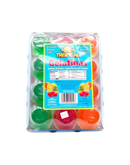 20246 - Tropical Gelatinas Assorted - 3.5 oz. (12 Pack) - Box:  - Loc: NV-11