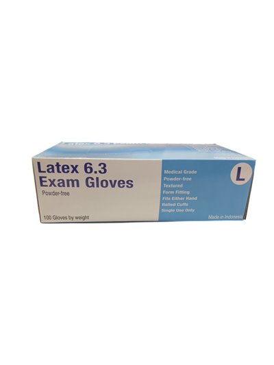 20344 - Latex Gloves Powder Free, Large - 100 Pieces - Box:  - Loc: P4