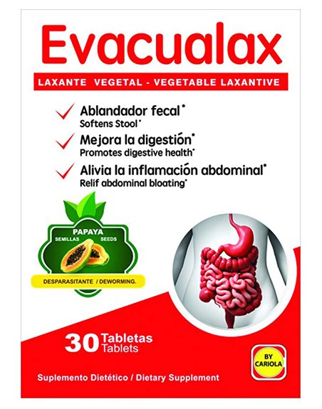 20900 - Evacualax  Laxante Vegetal - 30 Capsulas (Case Of 18) - Box:  - Loc: K1