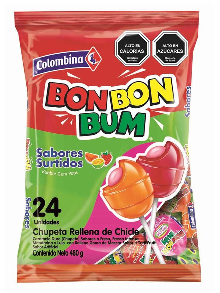 21222 - Colombina Bon Bon Bum Assorted - 24 Count - Box:  - Loc: M2