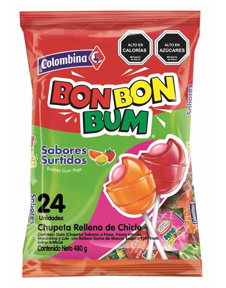 21222 - Colombina Bon Bon Bum Assorted - 24 Count - Box:  - Loc: M2