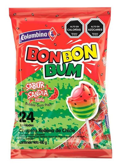 21224 - Colombina Bon Bon Bum Watermelon - 24 Count - Box:  - Loc: M2