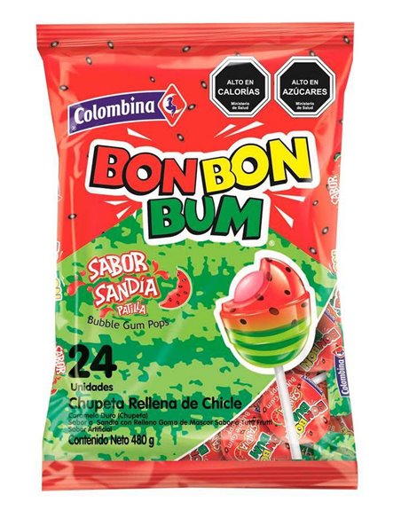 21224 - Colombina Bon Bon Bum Watermelon - 24 Count - Box:  - Loc: M2