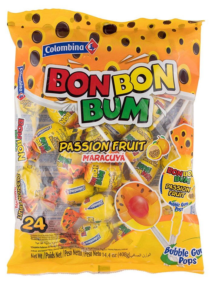 21225 - Colombina Bon Bon Bum Passion Fruit - 24ct - Box:  - Loc: L1