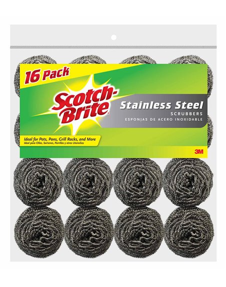 21246 - Scotch Brite Stainless Steel Scrubbers - 16/2 Pack - Box:  - Loc: J7