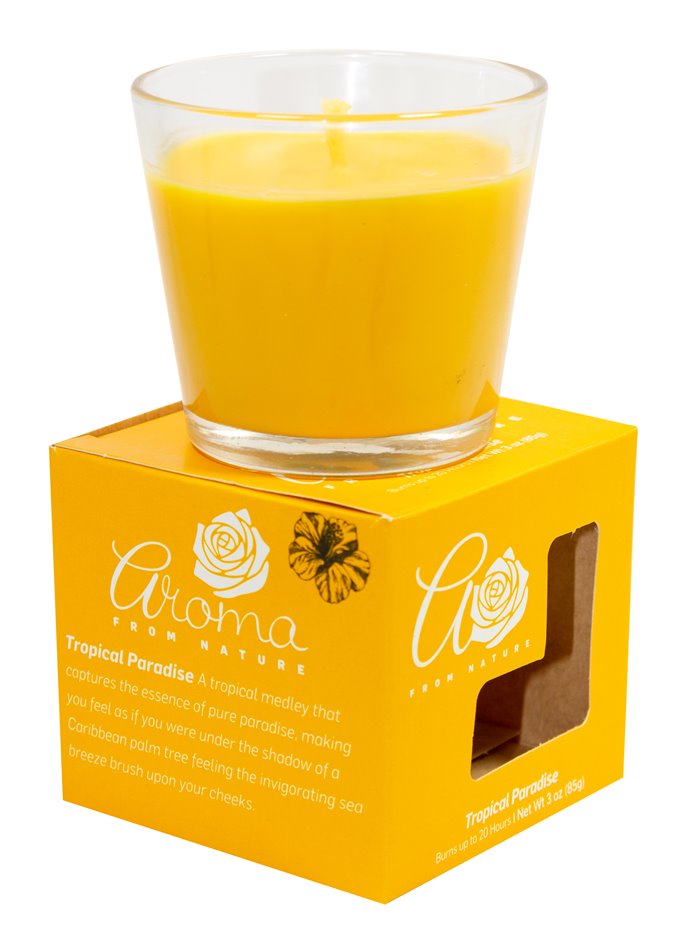 21254 - Aroma Candle Jar, Tropical Paradise - 3 oz. (Case of 8) - Box:  - Loc: A11