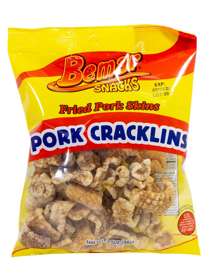 21295 - Bemar Fried Pork Cracklins Skins - 3/3.5 oz. - Box:  - Loc: P3