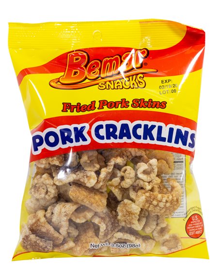 21295 - Bemar Fried Pork Cracklins Skins - 3/3.5 oz. - Box:  - Loc: P3