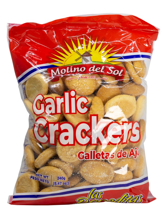21549 - Molino Del Sol, Galletas De Ajo "Las Doraditas" - 8.47oz. (240gr). (Case of 20) - Box:  - Loc: Q3