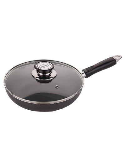 21739 - Uniware Non-Stick Frying Pan w/ Tempered Glass Lid 26 cm - Box:  - Loc: J12