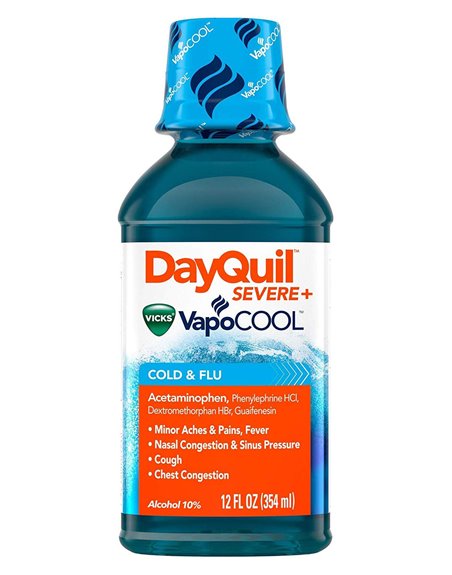 21837 - Dayquil Severe VapoCOOL Liquid Cold & Flu - 12 fl. oz. - Box:  - Loc: K4