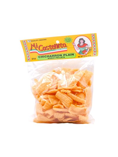 21902 - Mi Costenita Chicharron Plain Wheat pellts 2.5 oz - Box:  - Loc: S7