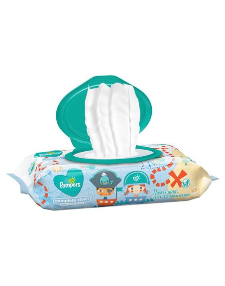 22217 - Pampers Wipes, Complete Clean Baby Fresh Scent, Bag - 72ct. (Case of 8) - Box:  - Loc: D7