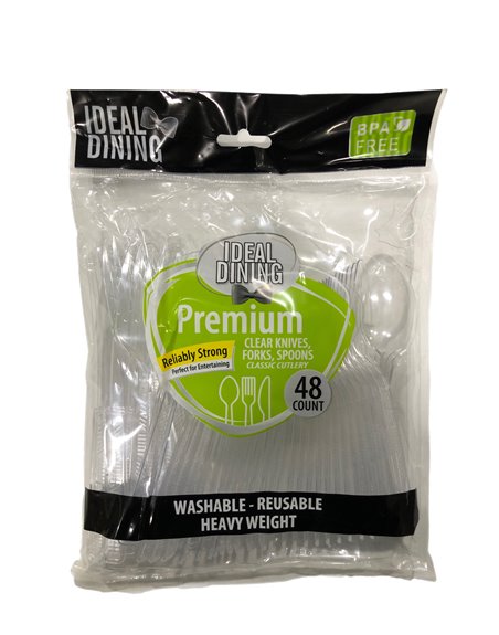 22395 - Ideal Kitchen Clear Cutlery - 48 Pcs ( Case of 48 ) - Box:  - Loc: D10