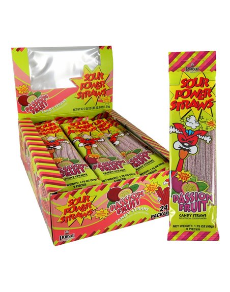 22440 - Sour Power Straws Passion Fruit - 24ct - Box:  - Loc: L12