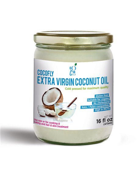 22469 - Cocofly Organic Extra Virgin Coconut Oil - 16 fl. oz. (Case of 12) - Box:  - Loc: S6