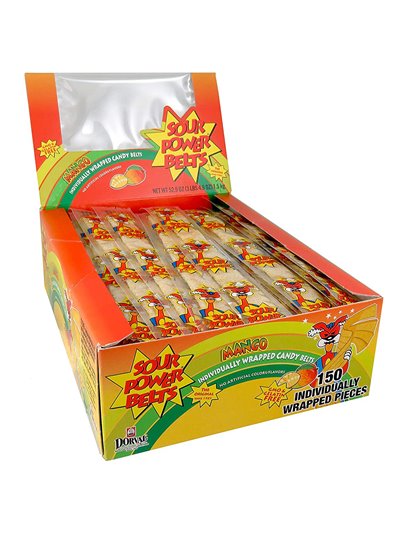 22648 - Sour Power Belts Mango - 150ct - Box:  - Loc: L12