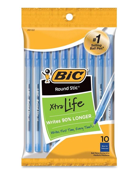 22829 - Bic Round Stic, Blue - 10ct - Box:  - Loc: F1