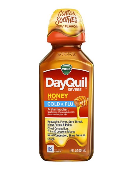 23046 - DayQuil Liquid Honey Cold & Flu  - 12 fl. oz. - Box:  - Loc: 31P