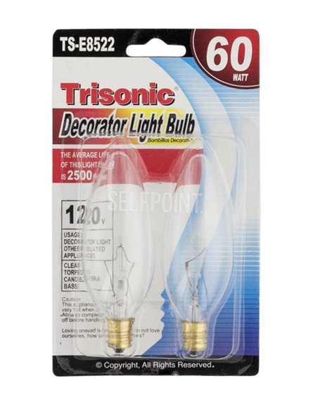 23151 - Trisonic Decorator Light Bulb 60 Watt/120V ( TS-E8532 ) - Box:  - Loc: A2