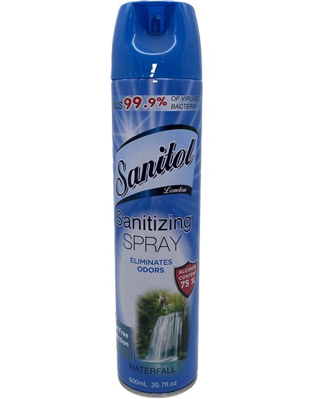 23374 - Sanitol Sanitizing Spray, Waterfall - 600ml. (Case of 12) - Box:  - Loc: I5