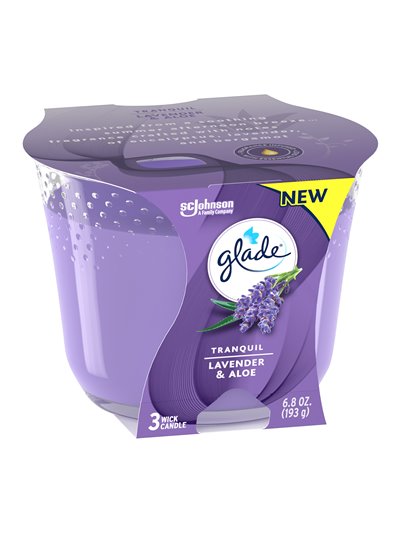 24146 - Glade Candle Tranquil Lavender And Aloe - 3.4 oz. (Case of 6) - Box:  - Loc: I5