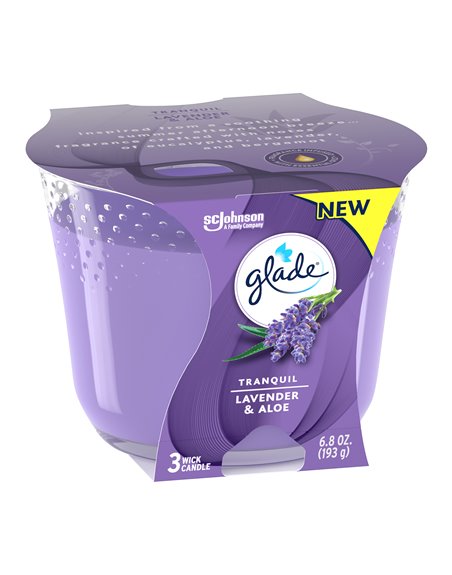 24146 - Glade Candle Tranquil Lavender And Aloe - 3.4 oz. (Case of 6) - Box:  - Loc: I5