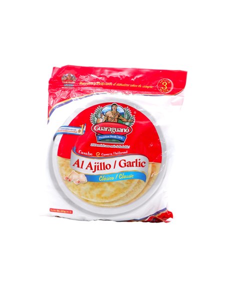 24298 - Cassava Bread Guaraguano Garlic- 8 oz. (Case of 12) - Box:  - Loc: N14