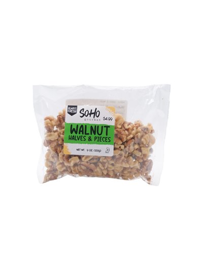 24433 - Soho Gourmet Walnut Halves & Pieces - 9 oz - Box:  - Loc: P0-1