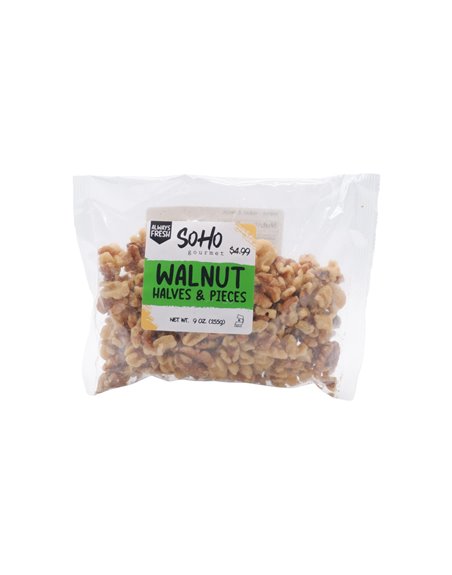 24433 - Soho Gourmet Walnut Halves & Pieces - 9 oz - Box:  - Loc: P0-1