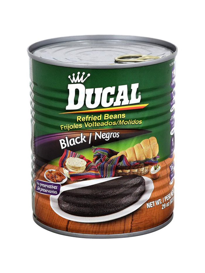 24447 - Ducal Black Refried Beans 12/29 oz - Box:  - Loc: H13
