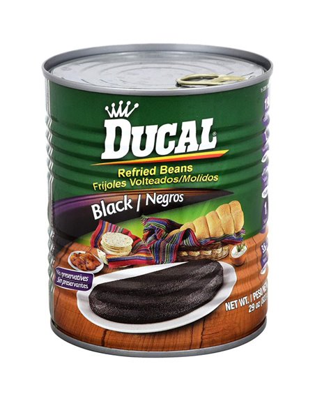 24447 - Ducal Black Refried Beans 12/29 oz - Box:  - Loc: H13