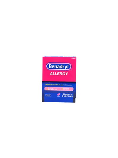 24470 - Benadryl Allergy 25mg - 20/2's - Box:  - Loc: K3