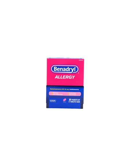 24470 - Benadryl Allergy 25mg - 20/2's - Box:  - Loc: K3