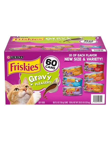 24541 - Friskies Gravy Pleasers Variety Pack, 5.5 oz. - (60 Cans) - Box:  - Loc: S1