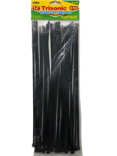 24605 - Trisonic Cable Ties 12" - 30ct ( TS-11812B ) - Box:  - Loc: A1