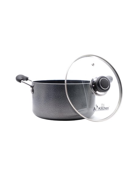24655 - Ali Kitchen Non-Stick Aluminum Stock Pot W/ Glass Lid - 3.5 Qt - Box:  - Loc: J12