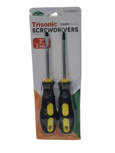 24910 - Trisonic Screwdrivers 3" ( TS-HW8875 ) - 2 Pack - Box:  - Loc: A1