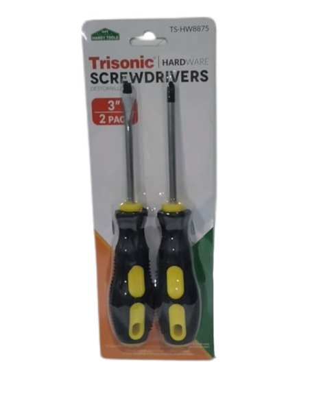 24910 - Trisonic Screwdrivers 3" ( TS-HW8875 ) - 2 Pack - Box:  - Loc: A1